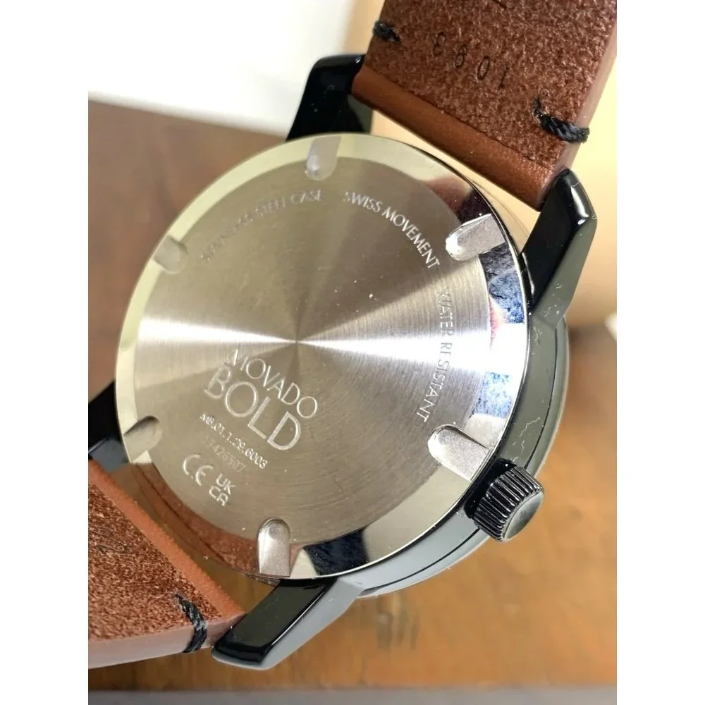 Movado Men's Watch 3600442 Bold Swiss Quartz Gray Dial 42mm Brown Leather Strap